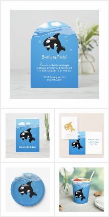 Cute Orca Whale Party Supplies