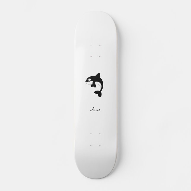 Cute orca whale skateboard deck (Front)