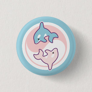 Cute Orca Whale Yin Yang Button