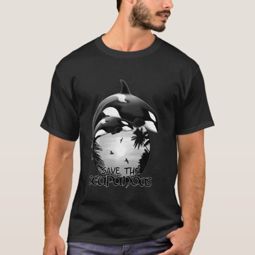 Cute Orca Whales Save the Seapandas Long Sleeve T_Shirt