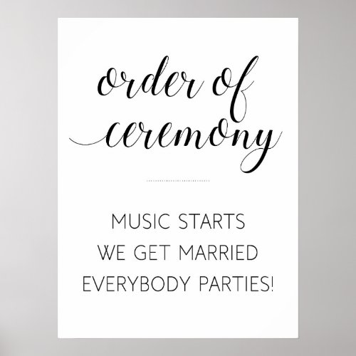 Cute  Order of Wedding Ceremony Sign