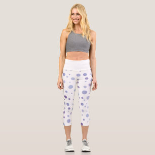 Cute Organic Brushstroke Dot Artwork Capri Leggings