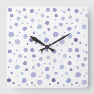 Cute Organic Brushstroke Dot Artwork Square Wall Clock