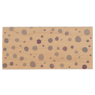 Cute Organic Brushstroke Dot Artwork Wood Flash Drive