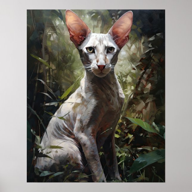Cute Oriental Shorthair Cat Art Print Poster (Front)