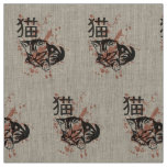Cute oriental style neko cat design fabric
