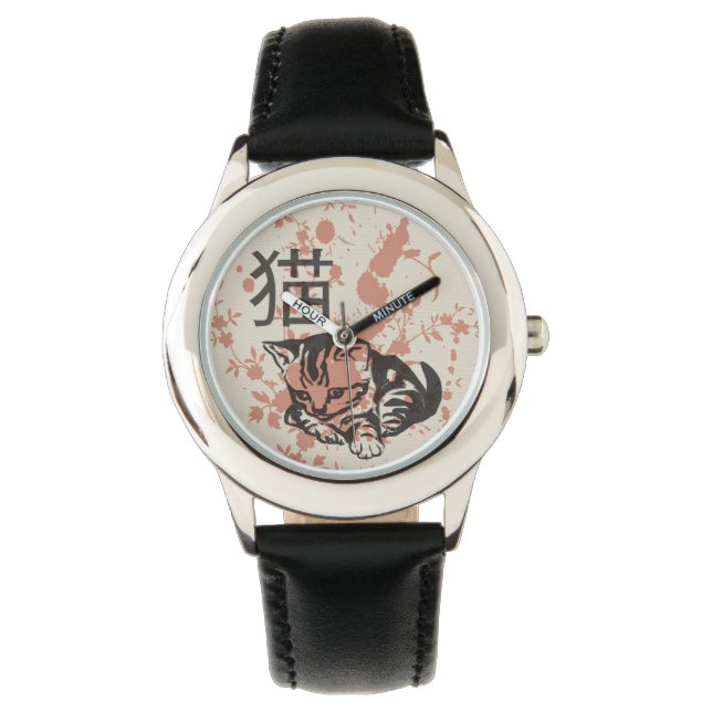Cute oriental style neko cat design watch (Front)