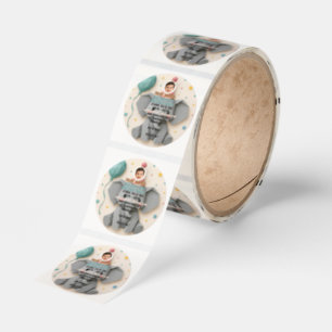 Cute Origami Animal Party elephant Classic Round Sticker
