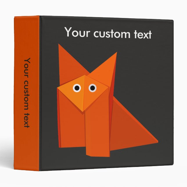 Cute Origami Fox 3 Ring Binder (Front/Spine)