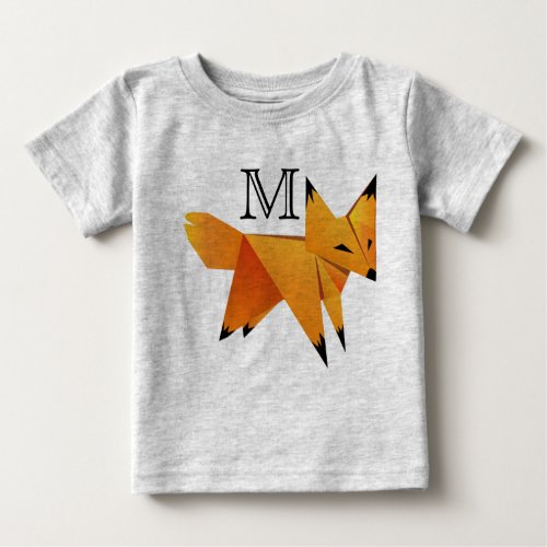 Cute Origami Paper Fox _ Personalized Baby T_Shirt