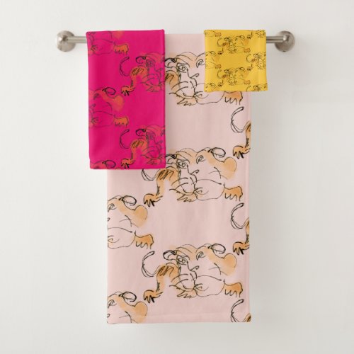 Cute Original Drawing Tiger Chinese New Year S3BT5 Bath Towel Set