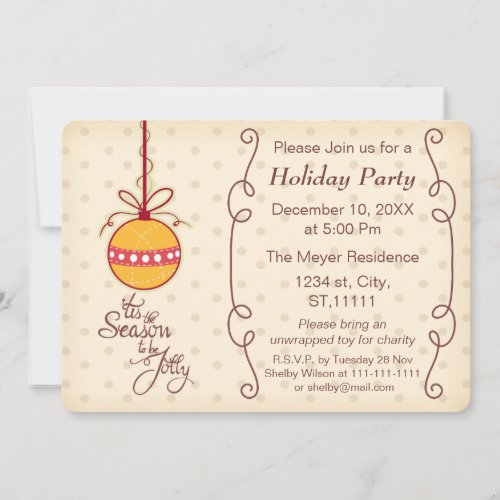 cute ornament bauble Holiday party Invitation