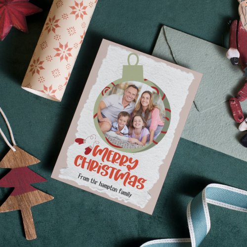 Cute ornament Family or business Flat Holiday Card