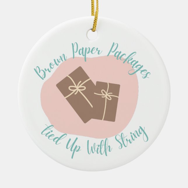 Cute ornament featuring Brown Paper Packages (Front)