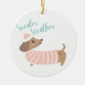 Cute ornament featuring Wiener Dog in a Sweater