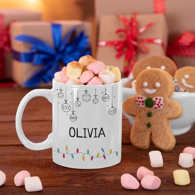 Cute Ornaments and Christmas Lights with your name Coffee Mug (Creator Uploaded)