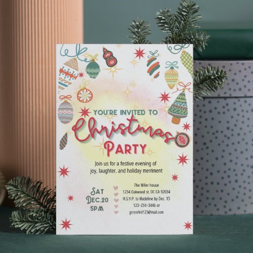 Cute ornaments holiday Christmas party invitation