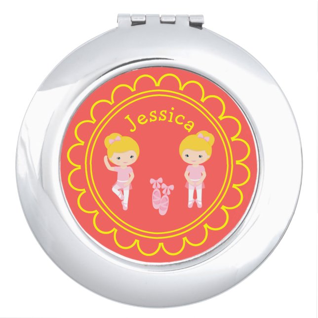 Cute Ornate Ballet Compact Mirror (Front)
