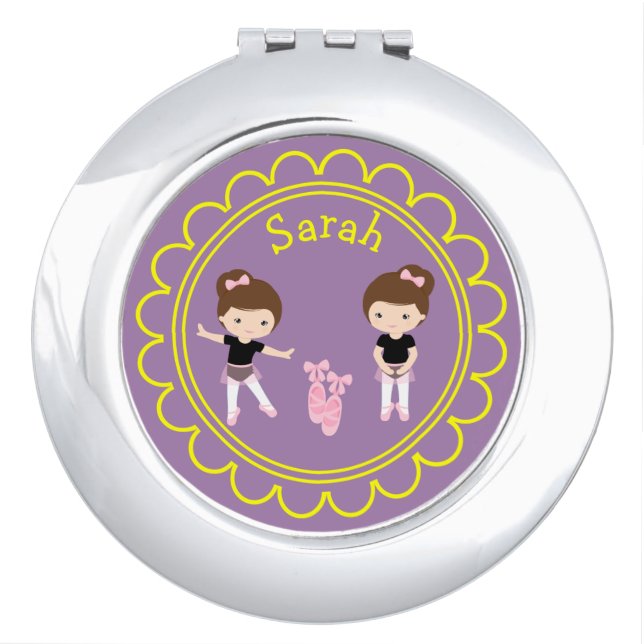 Cute Ornate Ballet Compact Mirror (Front)