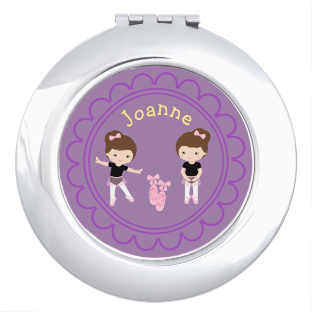Cute Ornate Ballet Compact Mirror (Front)