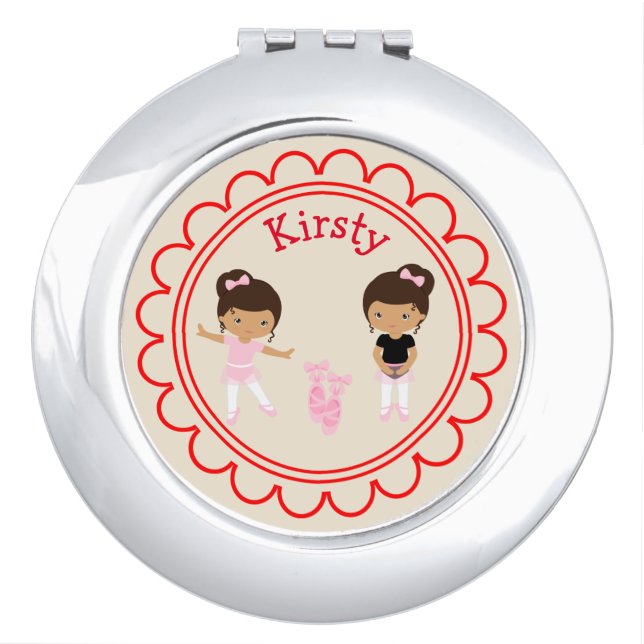 Cute Ornate Ballet Compact Mirror (Front)