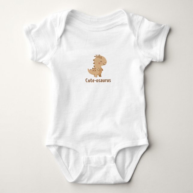 cute osaurus Cute Dino Pun – Funny Kawaii Dinosaur Baby Bodysuit (Front)
