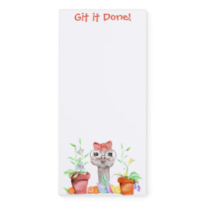 Cute Ostrich and Flowers To Do List Magnetic Notepad
