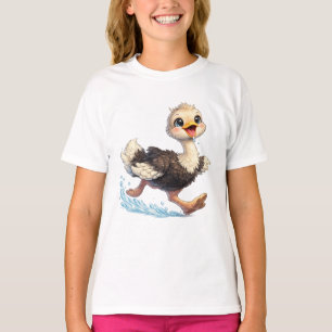 Cute Ostrich Happy Adventure Illustration T-Shirt