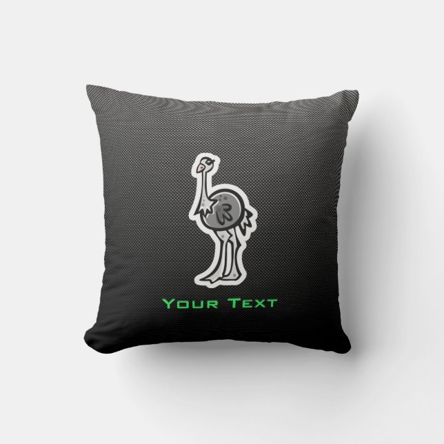 Cute Ostrich; Sleek Throw Pillow (Front)