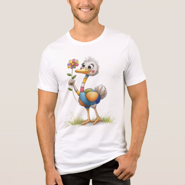 Cute Ostrich Tri-Blend Shirt (Front)