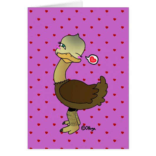 Cute ostrich wink cards (Front)