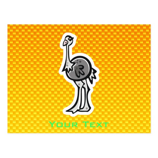 Cute Ostrich; Yellow Orange Postcard
