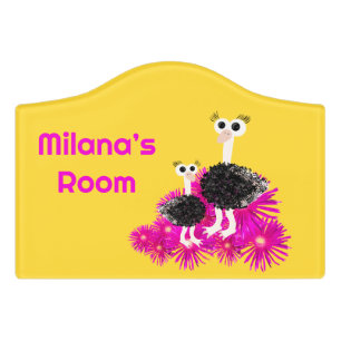 Cute ostriches door sign
