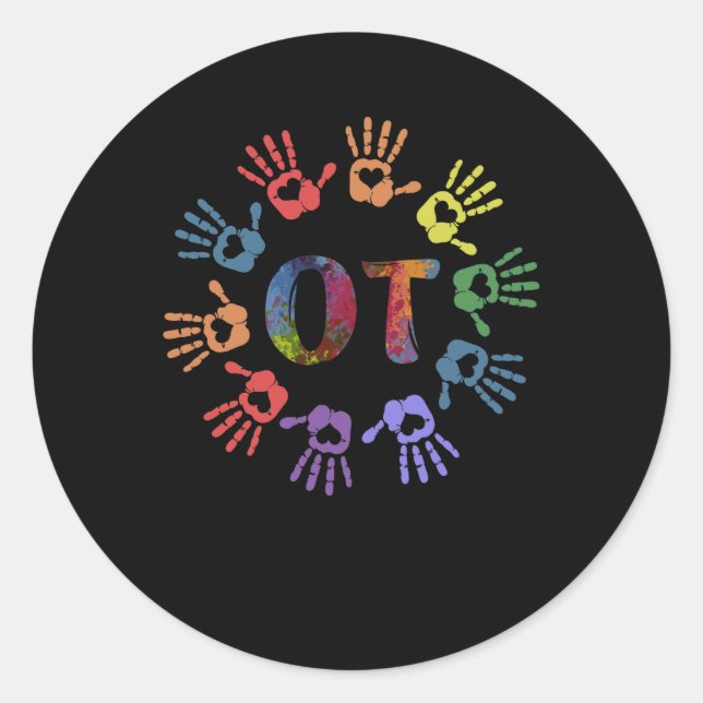 Cute OT Hands Occupational Therapy Gift Classic Round Sticker (Front)