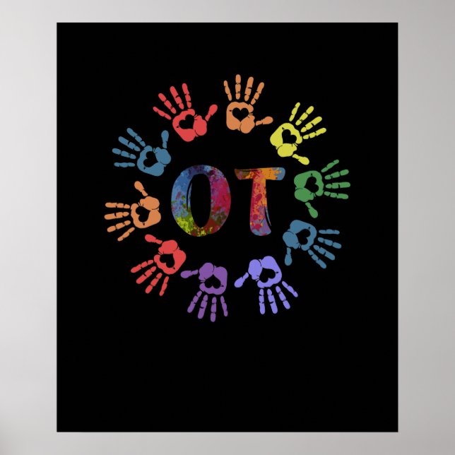 Cute OT Hands Occupational Therapy Gift Poster (Front)