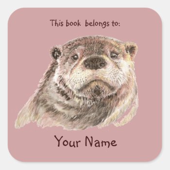 Cute Otter Animal This Book Belongs Bookplate by countrymousestudio at Zazzle