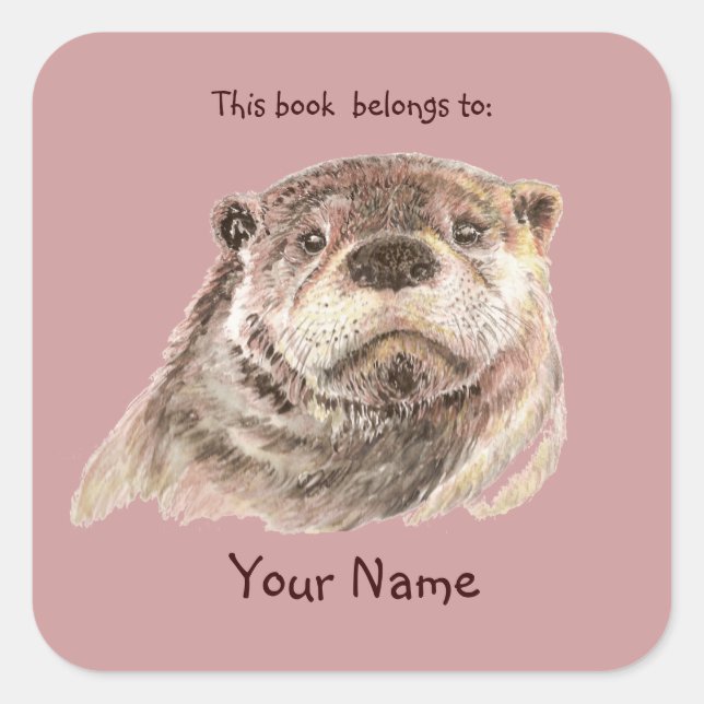 Cute Otter Animal This book belongs Bookplate (Front)