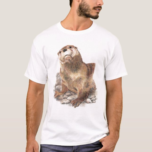 Cute Otter, Animal, Wildlife, Nature, T shirt (Front)