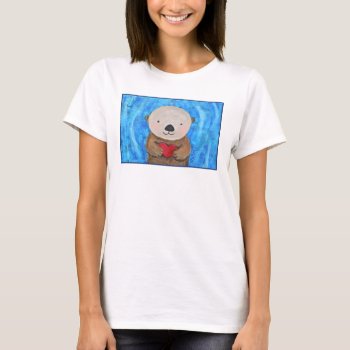 Cute Otter Art Significant Otter Heart Graphic T-shirt by MiKaArt at Zazzle