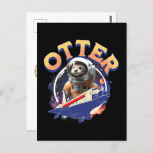 Cute Otter Astronaut Outer Space Shuttle Cadet Postcard