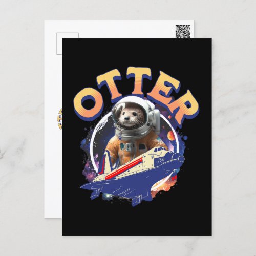 Cute Otter Astronaut Outer Space Shuttle Cadet Postcard