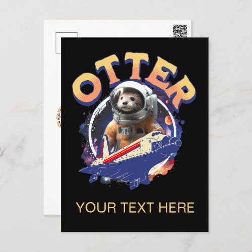 Cute Otter Astronaut Outer Space Shuttle Cadet Postcard