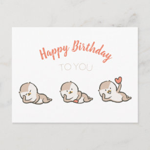 cute otter birthday post card