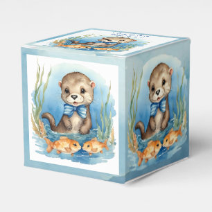 Cute Otter Boy Baby Shower Favor Box