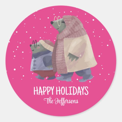 Cute Otter Christmas Animal Snowy Winter Holiday Classic Round Sticker