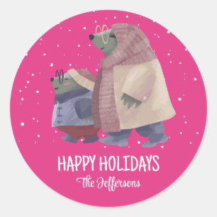 Cute Otter Christmas Animal Snowy Winter Holiday Classic Round Sticker