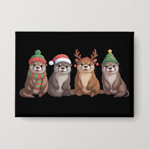 Cute Otter Christmas Funny Xmas Lights Animal  Button