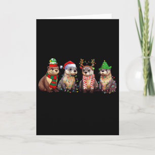 Cute Otter Christmas Pajama Fun Xmas Lights Animal Card
