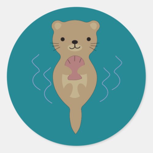 Cute Otter Classic Round Sticker