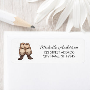 Cute Otter Couple Animal Love Return Address label